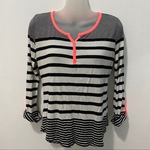 🍃BW Striped Top with Neon Accents🍃